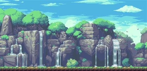 Pokemon gaia project tileset11 by zetavares852 on deviantart. Pixel Waterfall BG. by iSohei on DeviantArt