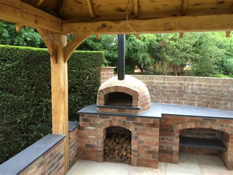 Corner Fireplace Patio Covered Pizza Oven Brick Outdoor Fabulous And