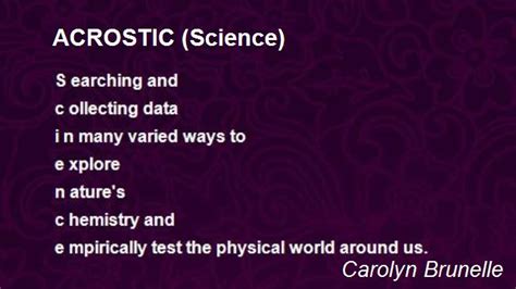 Acrostic Science Poem By Carolyn Brunelle Poem Hunter