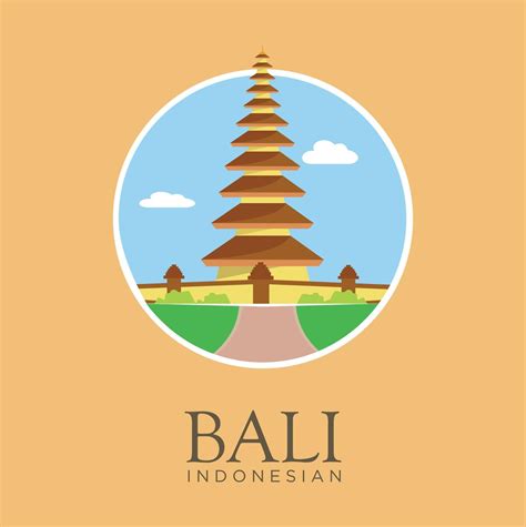 Pura Ulun Lake Bratan Temple Bali Landmark Vector Design Stock