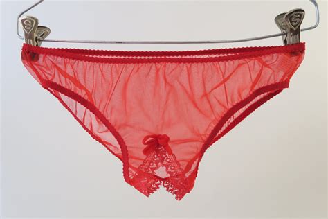 Deadstock 1960s Elsie Of Miami Red Sheer Crotchless Panties