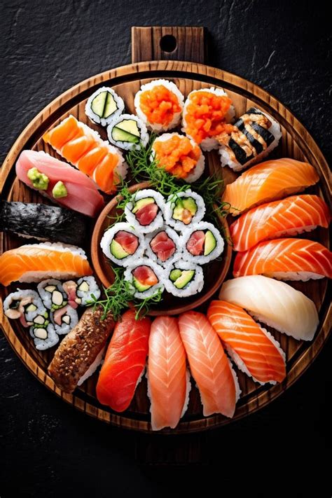 Japanese Roll Fish Japan Seafood Meal Rice Sushi Food Set Generative