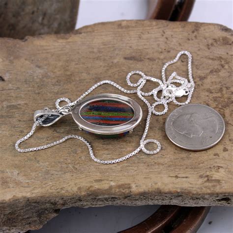 Rainbow Necklace Rainbow Calsilica Rainbow Pendant Etsy