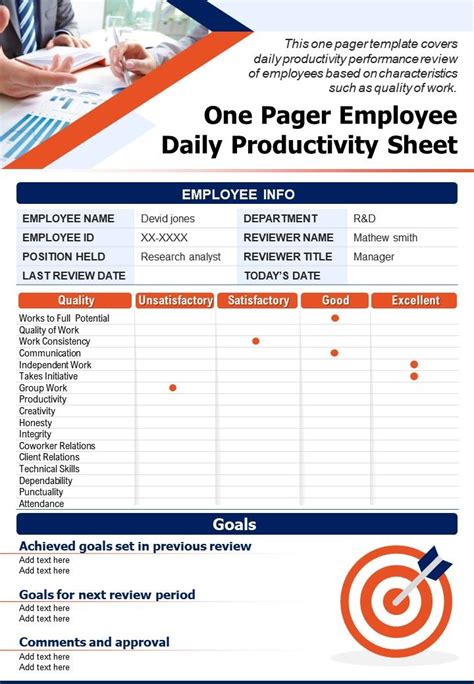 Skyrocket employee productivity with these best practices. One Pager Employee Daily Productivity Sheet Presentation Report Infographic PPT PDF Document ...