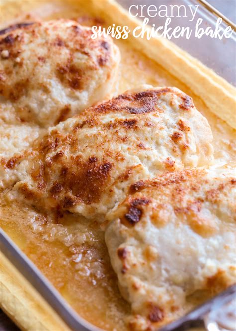 Add garlic and cook until tender. Creamy Swiss Chicken Bake Recipe - Tasty Recipedia