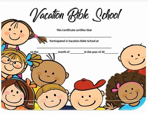 Printable Vacation Bible School Certificates Fresh Vacation Bible