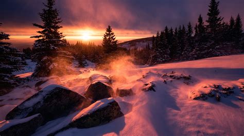 1920x1080 Winter Snow Sunset Laptop Full Hd 1080p Hd 4k Wallpapers Images Backgrounds Photos