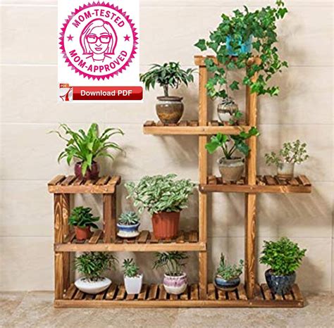 Unho wood plant stand multi tier corner garden planter rack flower pot display shelf indoor outdoor for home hallways patiofeatures:multilayer perfect for small spaces and large, the better homes & gardens wood and metal plant stand features a unique design and durable construction. Plant Stand Plan/Indoor Plant Stand Plan/PDF Plan ...