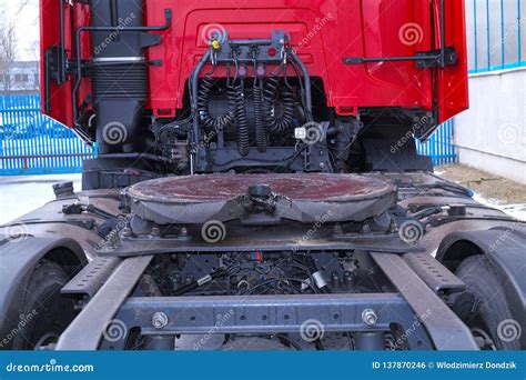 Rear Of The Tractor Unit Visible Fifth Wheel Couplings Are Fitted To A