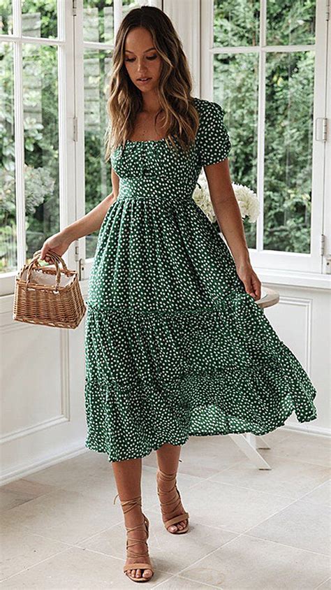 Cute Floral Print Midi Dress Floral Dresses Long Casual Summer Dresses Boho Dress