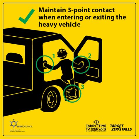 Maintain 3 Point Contact When Entering Or Exiting The Heavy Vehicle