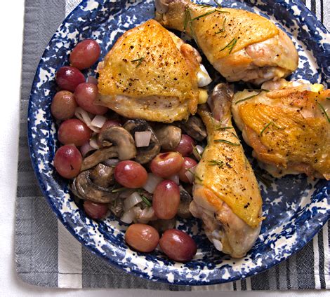 This recipe for chicken salad with grapes, walnuts, and celery, is how to make chicken salad with grapes. Chicken Recipes: Roasted Chicken with Grapes, Mushrooms ...