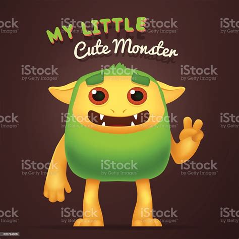 Cute Cartoon Green Alien Character With My Little Cute Monster Stock Illustration Download