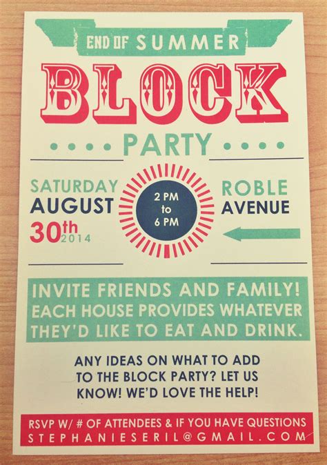 Block Party Invite Template Free