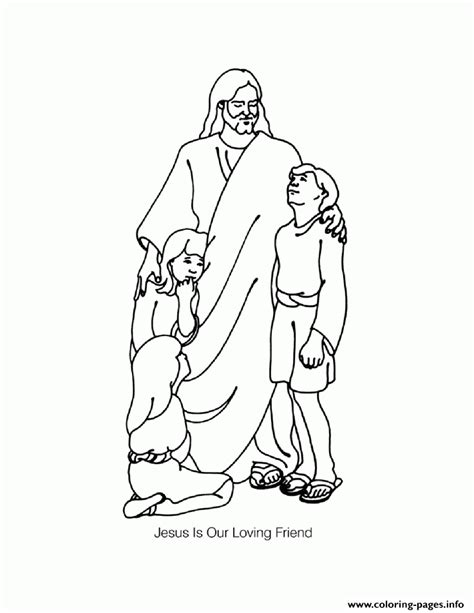 Jesus With Childrens Coloring Page Printable