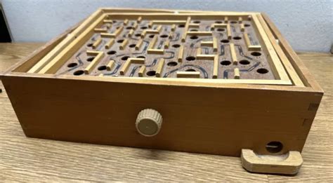 Vintage Labyrinth Wooden Puzzle Maze Game Wood Tilt Skill No Marble