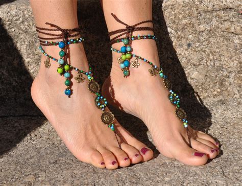 sea mandala barefoot sandals foot jewelry hippie sandals toe