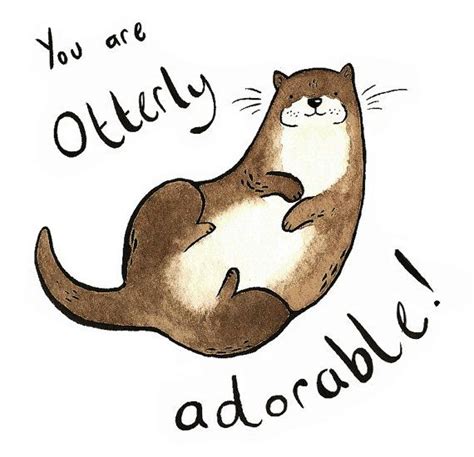 Otterly Adorable 4x4 Otter Painting Otter Illustration Original