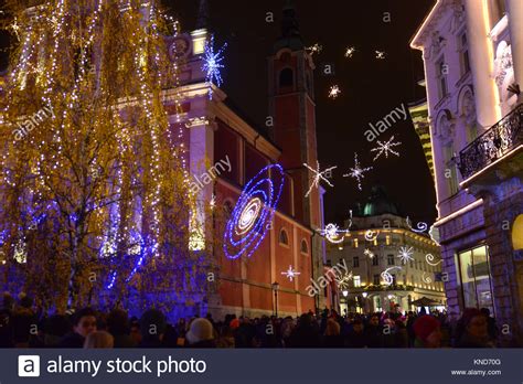 Ljubljana Slovenia December 1 2017 Official Lighting Of Holiday