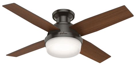Hunter Dempsey 44 In Noble Bronze Led Ceiling Fan With Remote 4 Blade