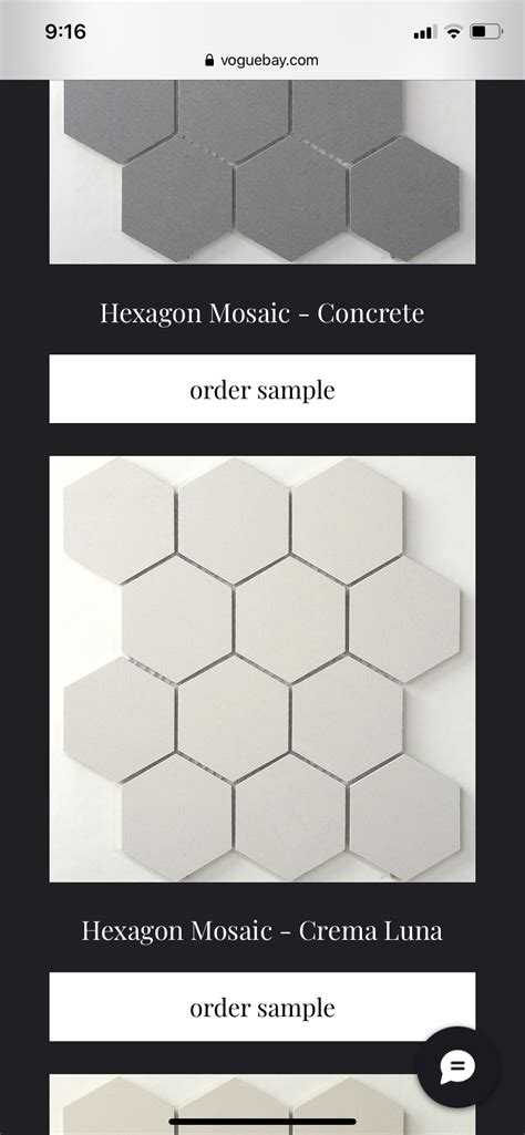 Voguebay Durastone Diamond Hexagon Tiles In White Creama Luna Or Ash