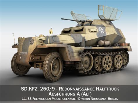 Sdkfz 250 9 Reconnaissance Halftruck Nordland 3d Model Armored