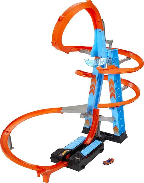 Hot Wheels Toy Car Track Set Sky Crash Tower More Than Ft Tall