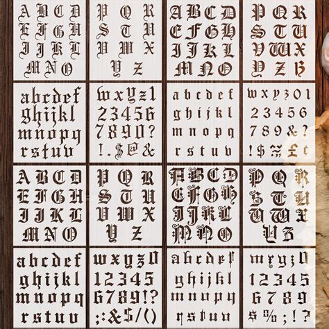 Buy 16 Pieces Old English Lettering Stencils Calligraphy Letter