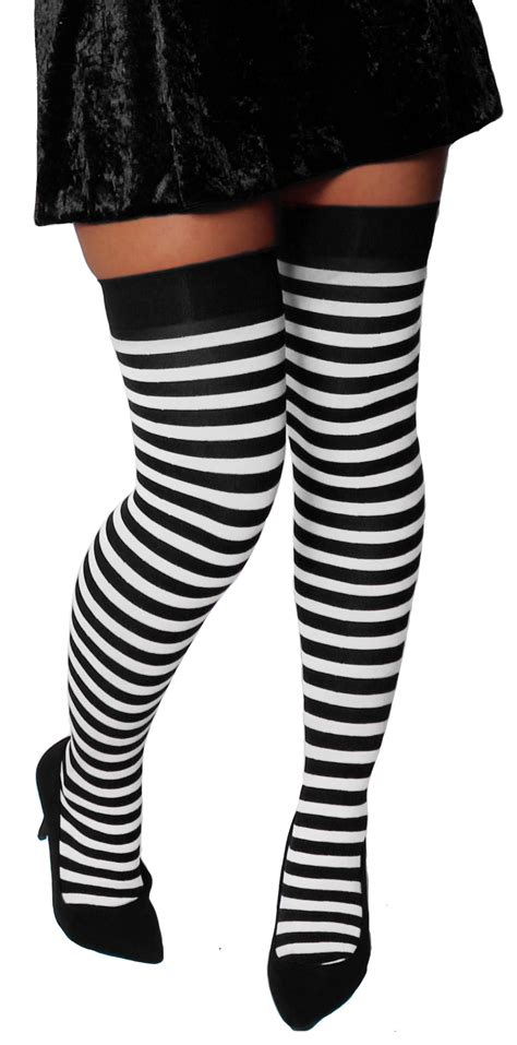 Stockings Black And White Striped I Love Fancy Dress