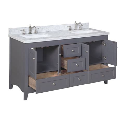 White carrara marble round sink. KBC Abbey 60" Double Bathroom Vanity Set & Reviews | Wayfair