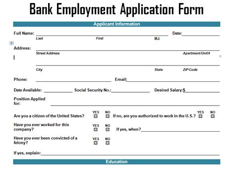Letter example to bank new job cover letter template examples. Bank Employment Application Form Template - Project ...