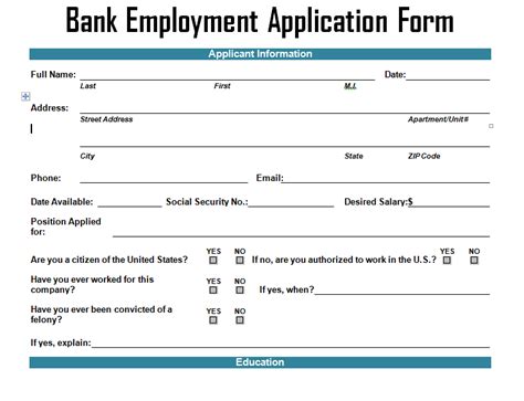 Sign and date the form. Bank Employment Application Form Template - Project ...