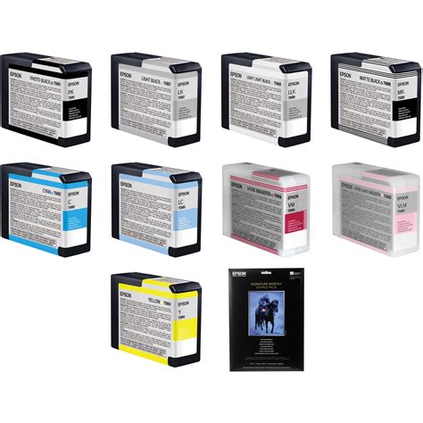 Epson 9 Ink Cartridges And Paper For The Stylus Pro 3880 Inkjet