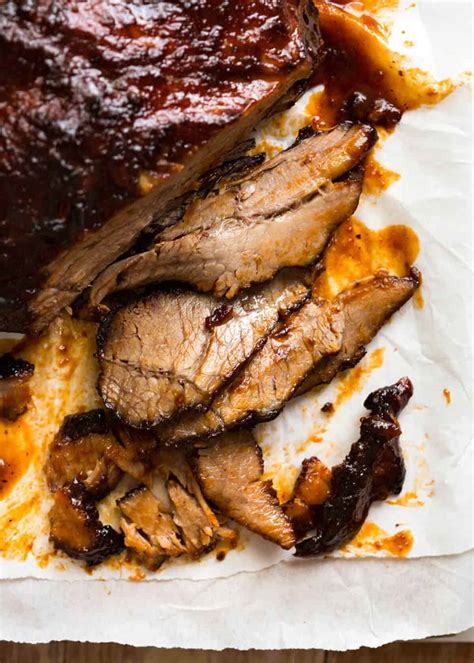Slow cook the brisket but do not bake, then transfer into a storage container with the cooking liquid (don't reduce it down) and refrigerate for up to 3 days. Slow Cooker Beef Brisket with BBQ Sauce | RecipeTin Eats