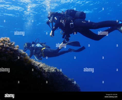 Diving In Arch Area Formentera Balearic Islands Mediterranean Sea