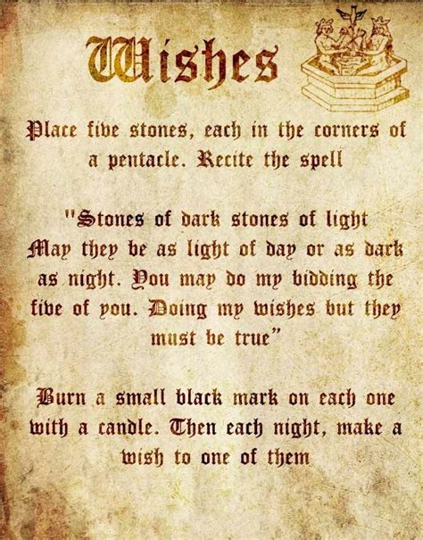 Wishes Ritual Spells Witchcraft Wiccan Spell Book Wish Spell