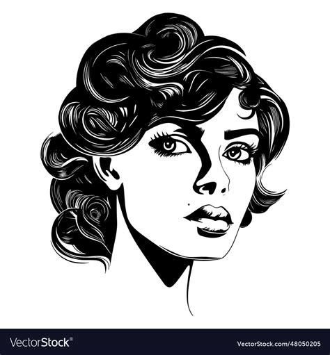Black And White Female Portrait Royalty Free Vector Image