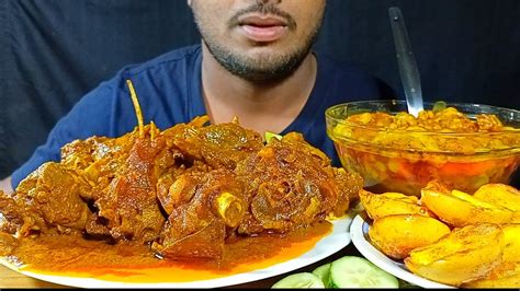 ASMR Eating Spicy Mutton Curry Oily Mutton Fat Curry Boiled Egg Fry
