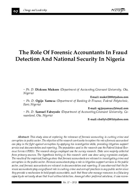 D understanding of the role of a regulator and approaches to regulation. (PDF) THE ROLES OF FORENSIC ACCOUNTANT IN FRAUD DETECTION ...
