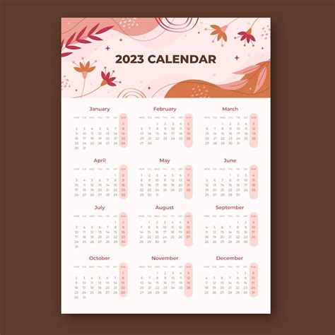 Premium Vector Flat 2023 Wall Calendar Template