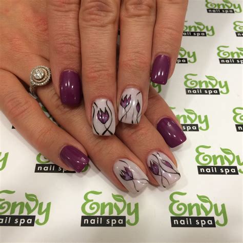 Envy nails is a very nice salon (modern and very clean). Tulip, Purple, Flower Nails - Envy Nail Spa | Butterfly ...