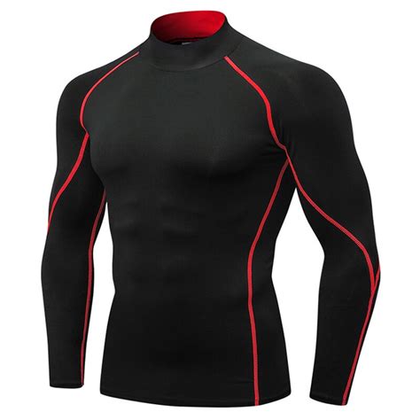 men high collar fitness long sleeved sweatshirts sport running elastic quick drying collar