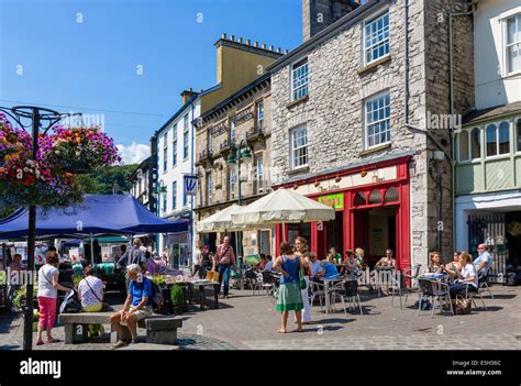 Shops And Cafes In The Market Place In The Centre Of Kendal Lake