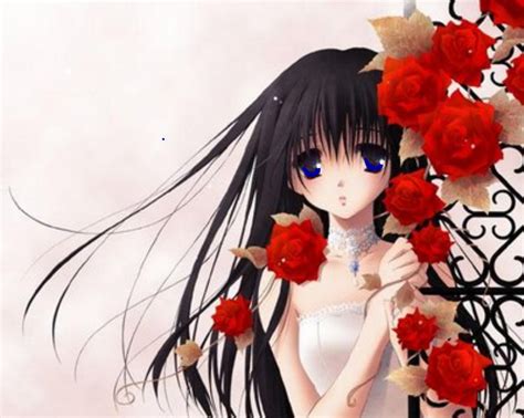 Otakuanemiworld Lonely Anime Girl With Roses