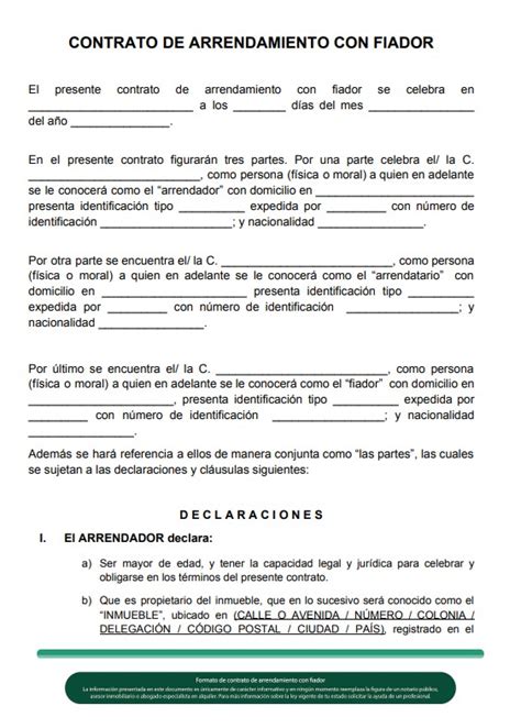 Contrato De Arrendamiento Ejemplo Lleno Diario Nacional