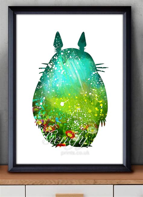 My Neighbour Totoro Studio Ghibli Watercolor Poster Print Etsy