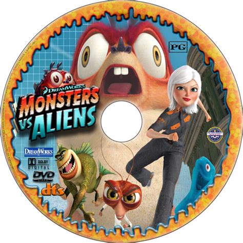 Monsters Vs Aliens DVD Label 2009 R1 Custom Art