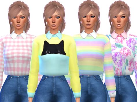 The Sims Resource Adorable Collar Shirt Mesh Needed