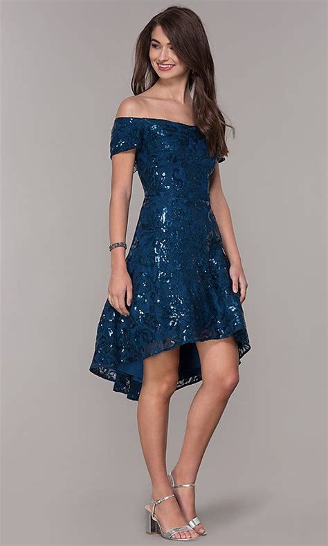 Sequin High Low Off The Shoulder Homecoming Dress In 2020 Dresses
