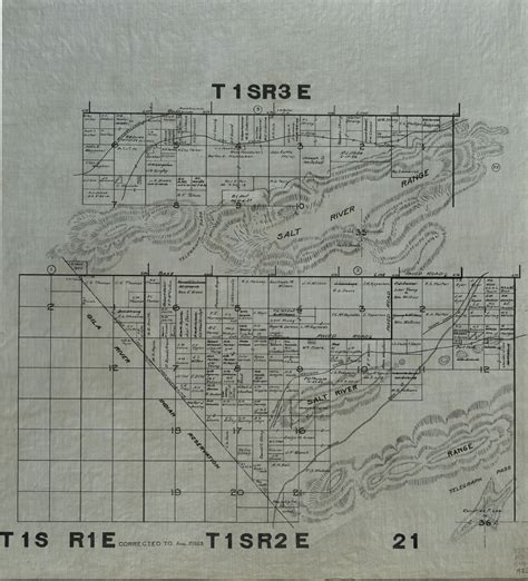 1923 Maricopa County Arizona Land Ownership Plat Map T1s R1e T1s R2e